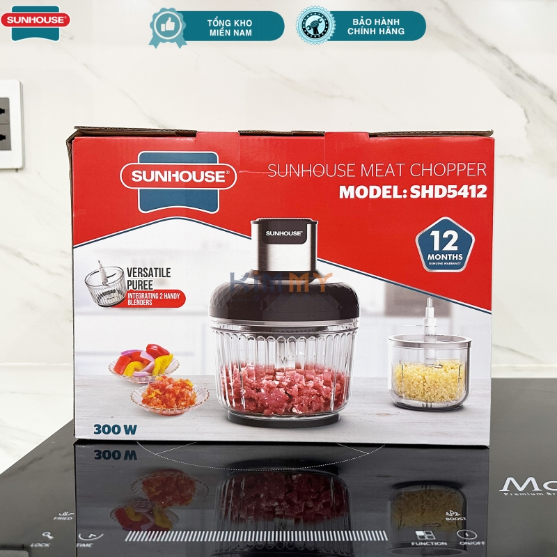 Máy xay thịt cá 2 cối thủy tinh Sunhouse SHD5412